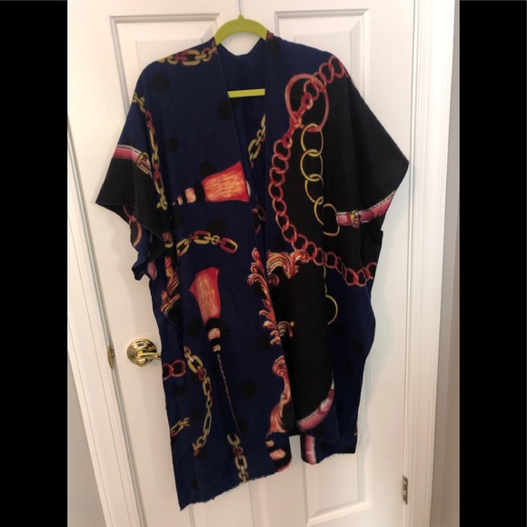 LOF equestrian print Ruana one size NWT - Picture 1 of 4